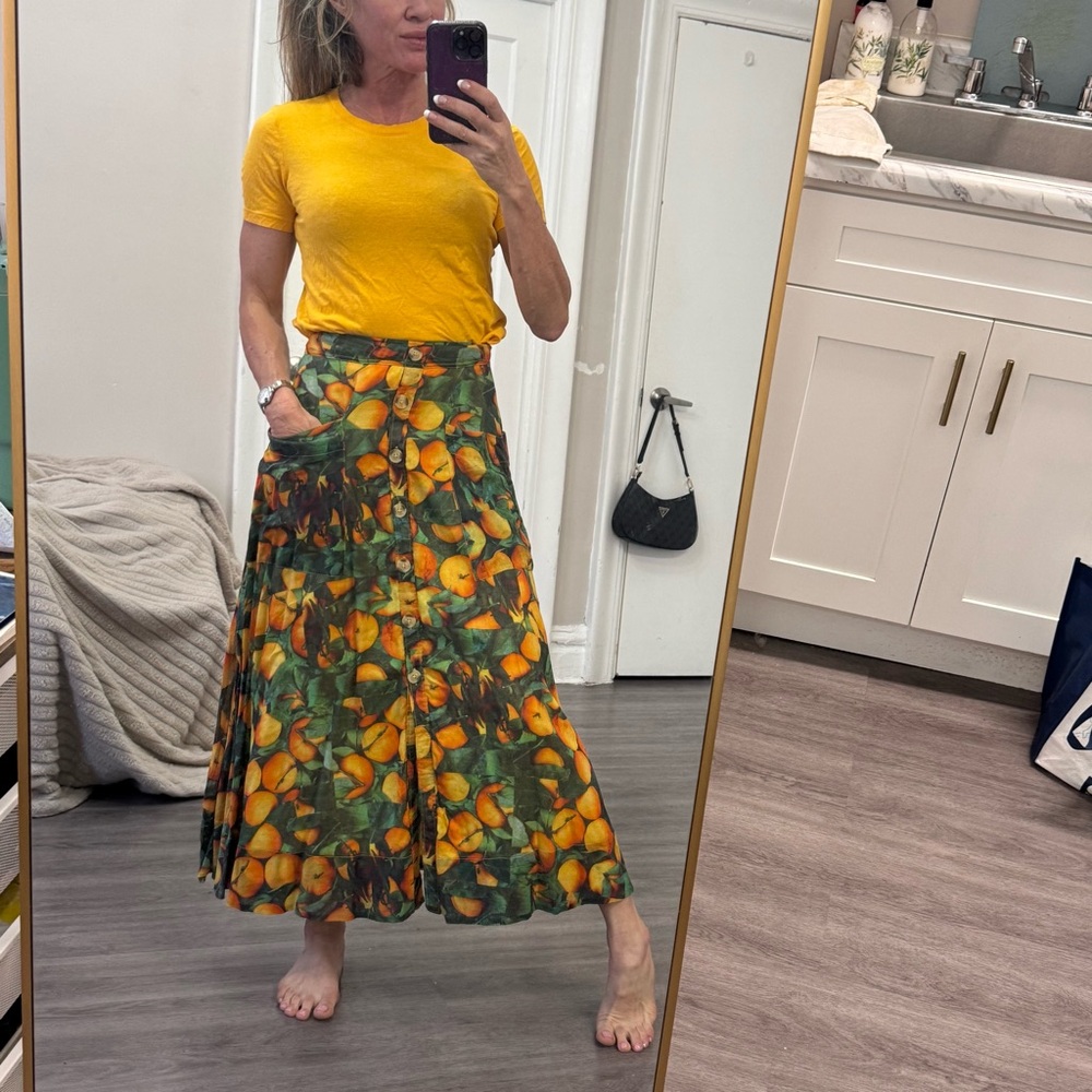 Maeve by Anthropologie Citrus Print Button-Front Midi Skirt – Size US 2 - Picture 8 of 12